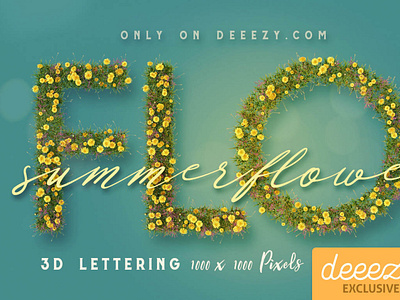 Summer Flower 3D Lettering - FREEBIE 3d digitalart flowers flowertypography letterings typography