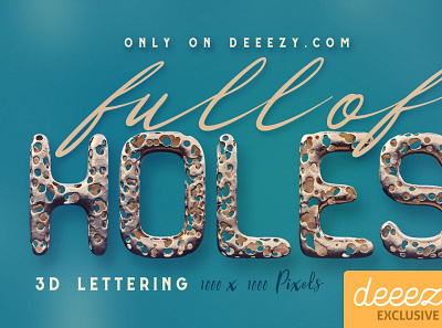 Full Of Holes 3D Lettering - FREEBIE 3d 3dtypography digitalart lettering typography