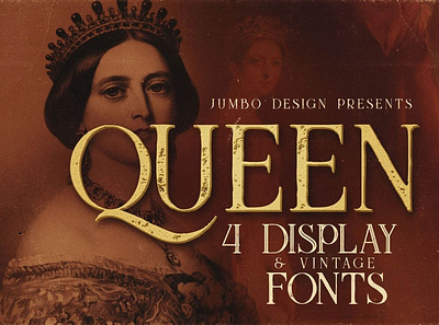 Queen - Display Font erodedfont font retrofont typography vintagefont