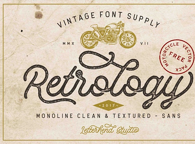 Retrology - a retro monoline script erodedfont font retrofont typography vintagefont