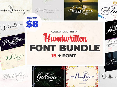 Handwritten Font Bundle calligraphy font fontbundle handwrittenfont typography