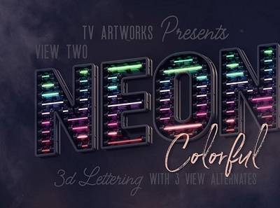 Colorful Neon 3D Lettering View 2 3d digitalart lettering typography