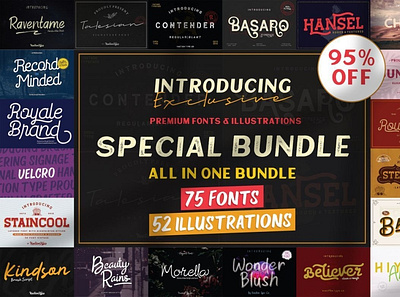 The Special Bundle - 75 Fonts digitalart font fontbundle typeface typography