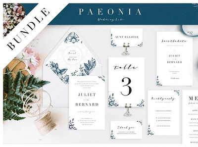 Paeonia Wedding Suite corporateidentity digitalart lettering