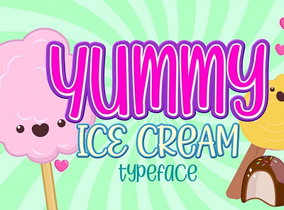 Yummy Ice Cream cartoonfont comicfont digitalart font typography