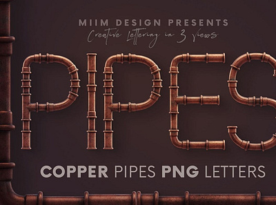 Copper Pipes - 3D Lettering 3d digitalart lettering streampunk typography