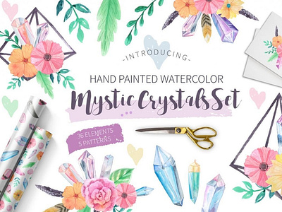 Watercolor Mystic Crystals Set