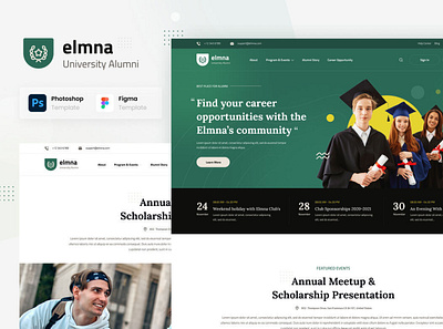 Elmna – University Alumni Website UI template ui userinterface website websitetemplate