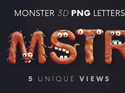 Plasticine Monsters - 3D Lettering 3dlettering digitalart lettering typography