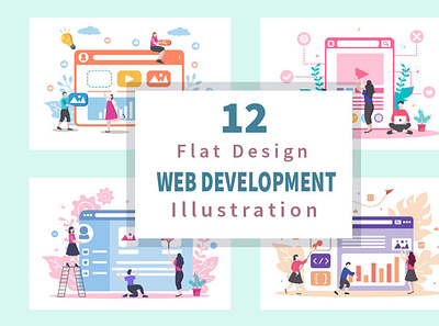 12 Web Development Flat Illustration digitalart illustrations