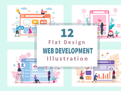 12 Web Development Flat Illustration