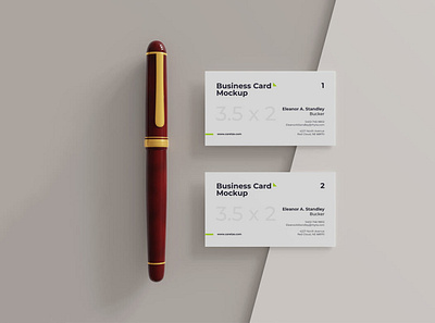 Business card mockup with pen top view businesscard businesscardmockup digitalart mockup