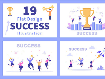 19 Success Flat Design Illustration