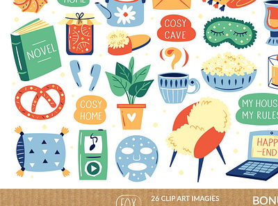 Cozy home clipart clipart digitalart illustrations stickers