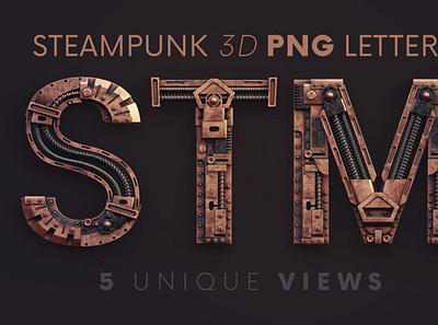 Steampunk - 3D Lettering 3d digitalart lettering typography