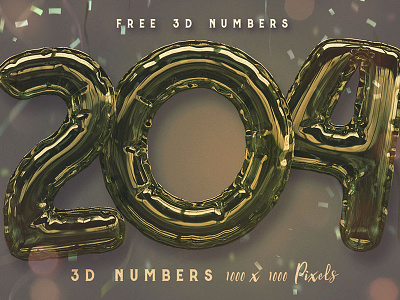 Free Foil Balloon 3D Numbers 3d numbers baloon baloon lettering foil baloon free free graphics free numbers free typeface free typography freebie graphics party