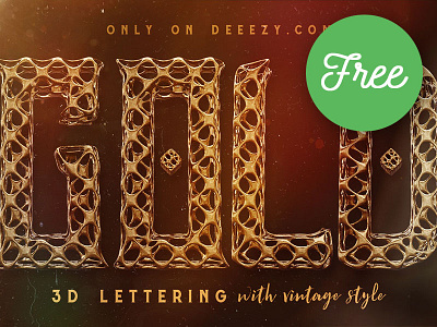 FREE Golden Age 3D Lettering creative typeface free free 3d lettering free font free graphics free lettering free typeface freebie gold golden typography vintage