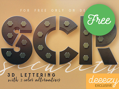 FREE Secure 3D Lettering free free 3d lettering free font free graphics free lettering freebie futuristic industrial metal metalic steampunk typography