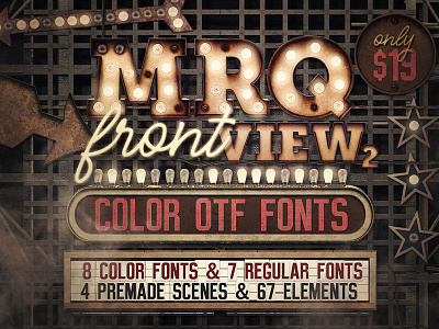 Marquee Front View - Color Fonts 3d 3d typography artdeco color fonts font fonts marquee retro steampunk typeface typography vintage