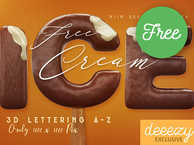 Ice Cream Free 3D Lettering 3d 3d font 3d lettering food free free font free graphics free lettering freebie ice cream typeface typography