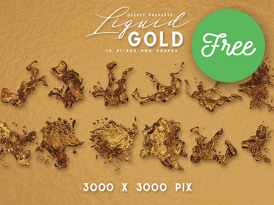 12 Free Liquid Gold Shapes abstract fluid free free download free graphics free shapes freebie gold golden liquid png shapes