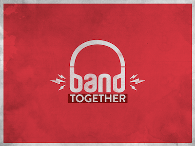 Band Together Logo Rebound band bolt electric headphones lightning logo music together type variation veneer extras