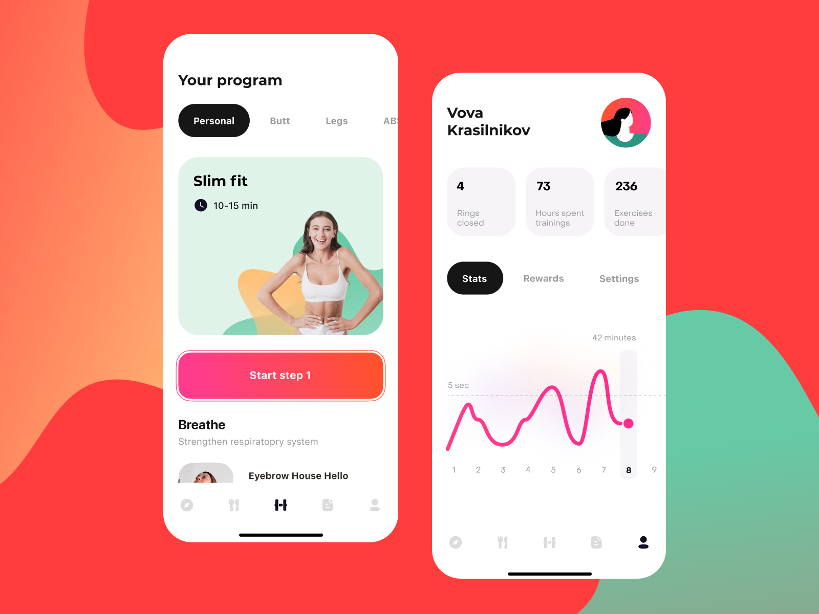 Fitness app by Vladimir Kras on Dribbble