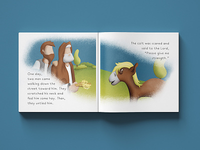Interior illustration for the Easter Donkey art book children childrens christian design digital easter illustration indesign literature. publishing procreate