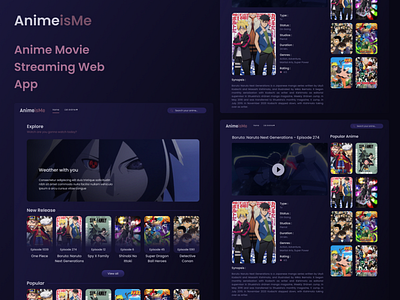 AnimeisMe - Anime Movie Streaming Web App anime app ui web website