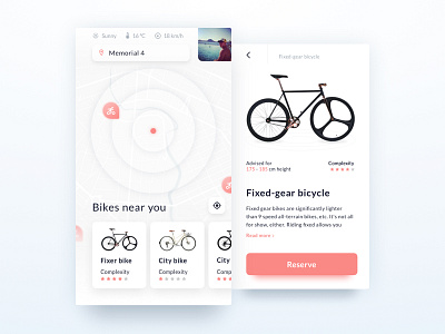 App for Bike Rental app bicycle bike cards ios map mobile navigation ui ux