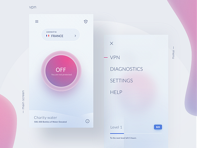 VPN exploration app application button clean design exploration ios mobile proxy security ui vpn