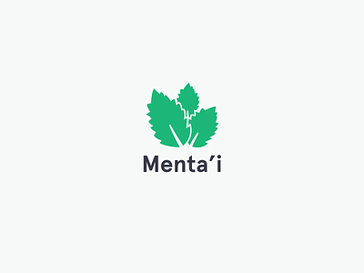 Menta'i illustration leaves logo mint