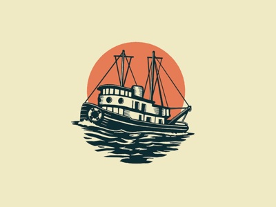 Tug Boat boat branding design illustration logo