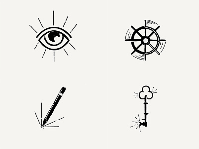 Drawicon Set 1 eye hand drawn helm icon key pencil wheel