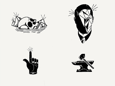 Drawicon Set 2 anvil face hammer hand hand drawn icon pencil skull touch