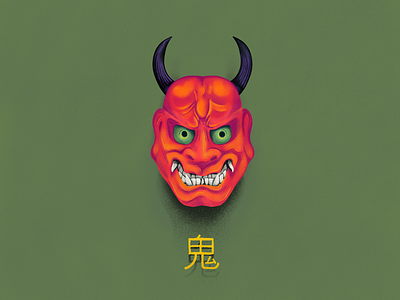 Oni Mask | Procreate Illustration demon design illustration japanese mask oni procreate yōkai