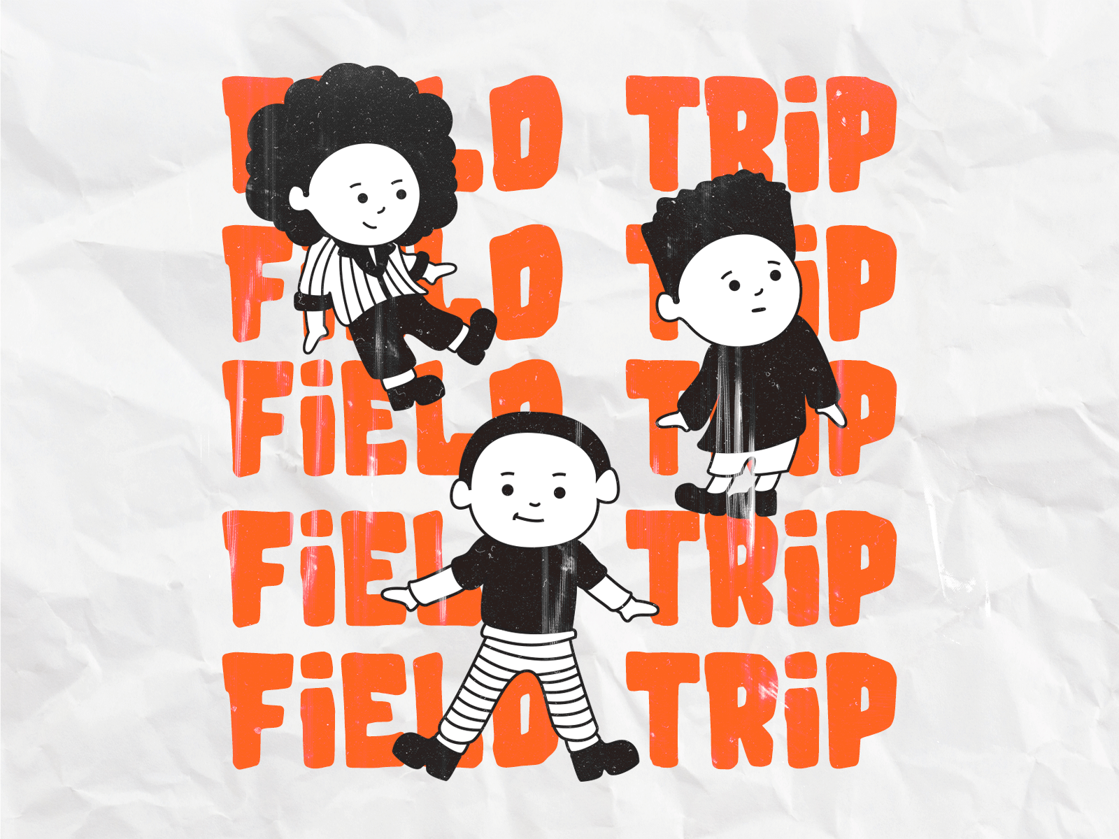 Field Trip (p1) art boys concept creative design field gif graphic design illustration kids orange poster series sketch texture trip