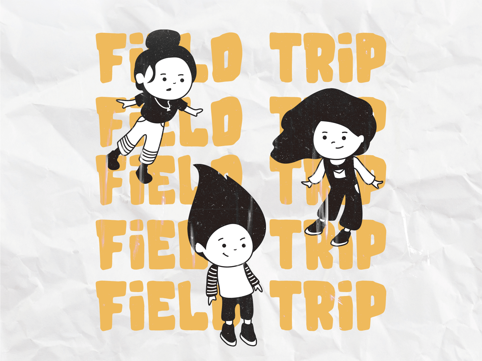 Field Trip (p2) animation art creative design field gif girls graphic design illustration kids poster series sketch texture trip yellow