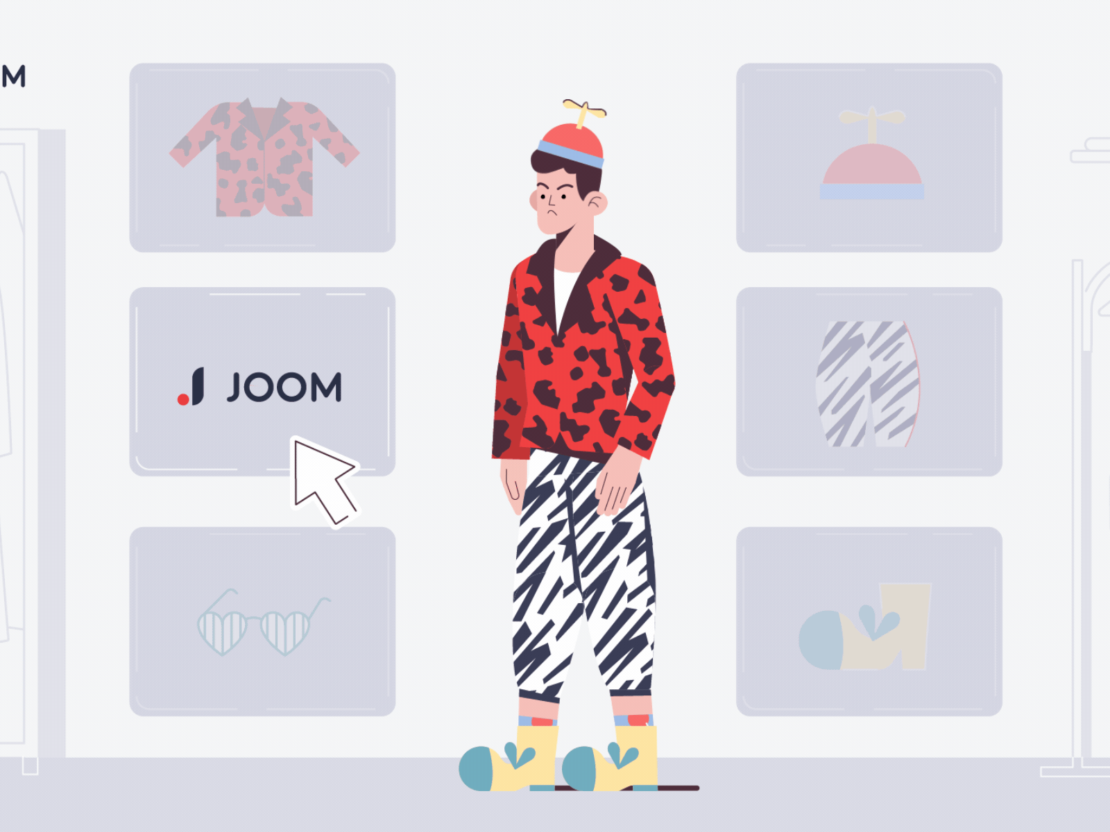 Joom shopping 2d animation animation branding character design digital effects gif illustration lemon motion