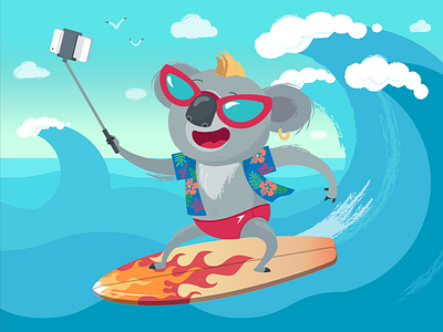 Koala and surfing