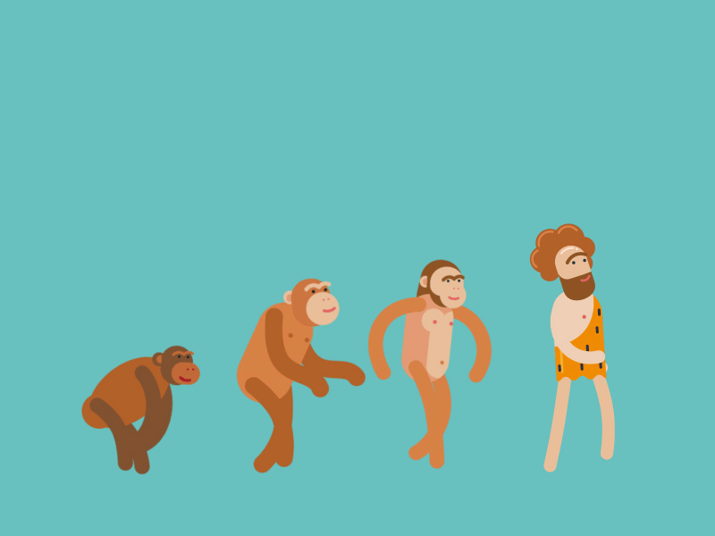 Evolution activity animation evolution gif human monkey motion movement step