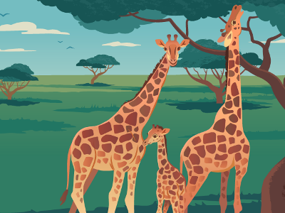 Giraffe, giraffe, giraffe beauty design giraffe illustration lemon safari tree