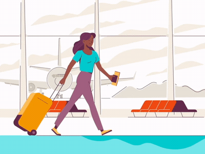 Woman walks airport airport animation character animation luggage luggage animation walk animation woman animation woman walks