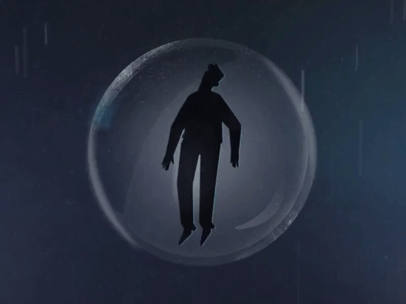 Man in a bubble 2d animation animation behance bubble design lemon men motion particles reflection