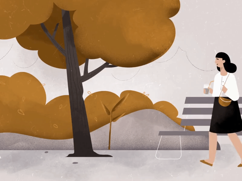 Autumn 2d animation autumn girl motion sharp trees walk