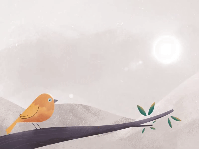 Bird 2d animation animation bird hills leaf sky spring sun