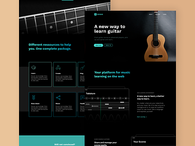 Novaxe - A new music learning app app design guitar landing page learning app music app ui ux design