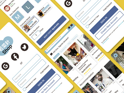 Rental Costume App app cosplay design ui