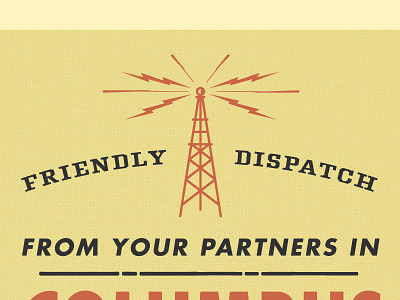 Radiotower illustration lightning radio tower typegraphy