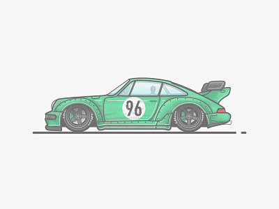Porsche 911 RWB Racecar car green illustration porsche racecar rwb vector